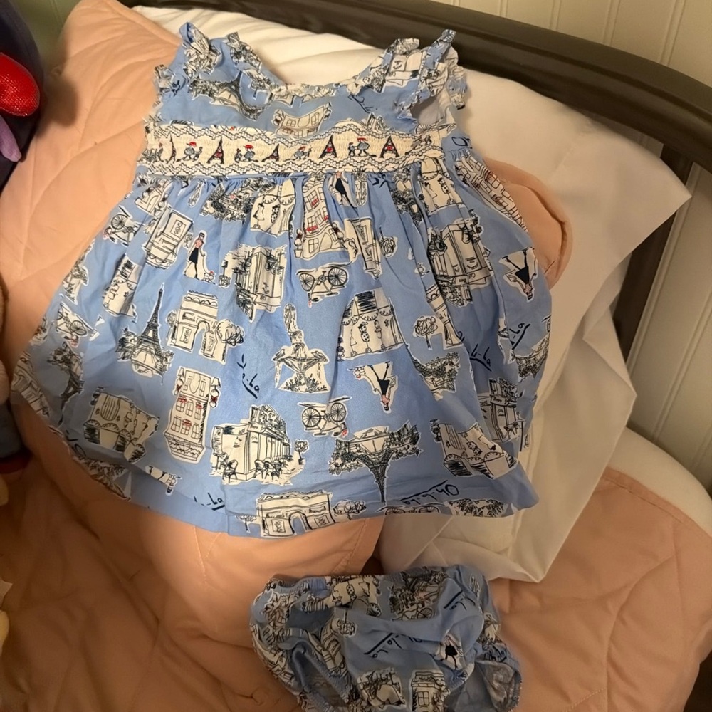 Bonnie Jean Blue Scenic Print Kids Dress